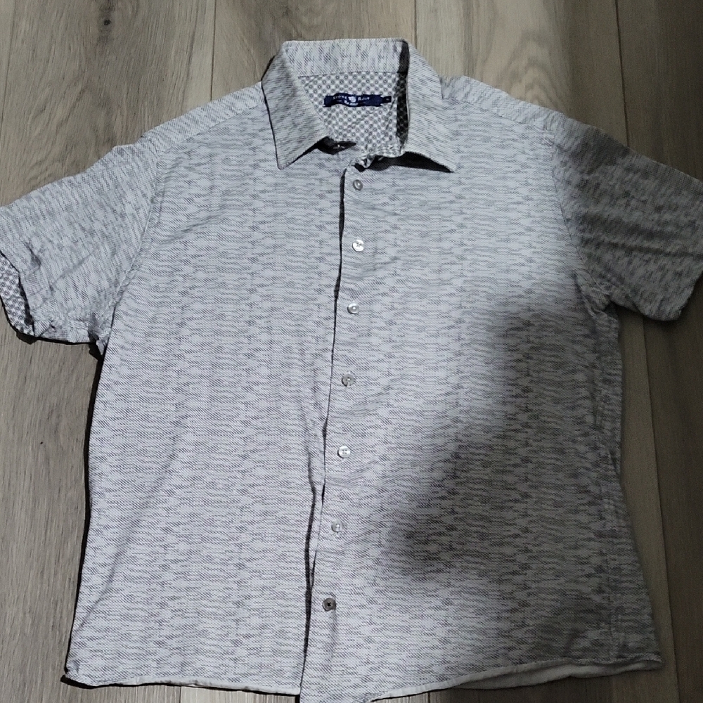 Stone Rose Light Gray Patterned Button Down Shirt - image 1